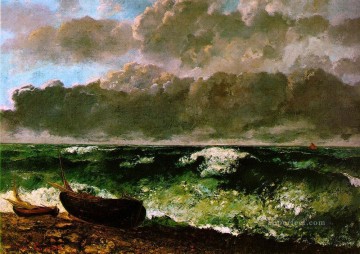Beach Painting - The Stormy Sea or The Wave WBM landscape Gustave Courbet Beach